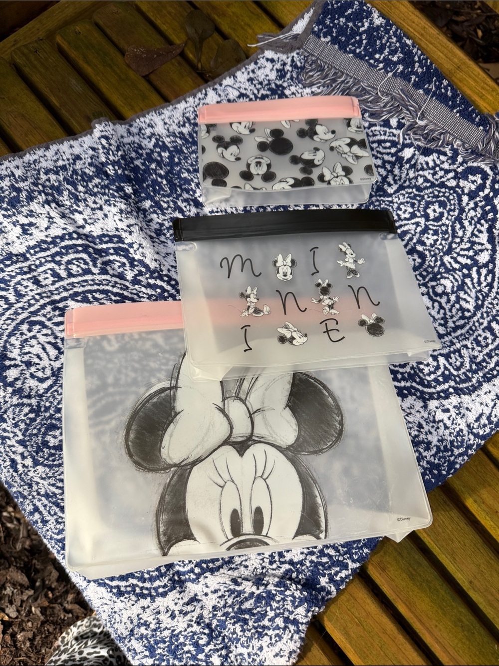 Disney Minnie Mouse Clear Makeup Pouch Set - Pink & Black Accents